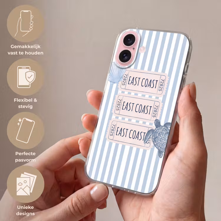 Telefoonhoesje - Schelp - Oceaan - Kust - Blauw - Illustratie — 4