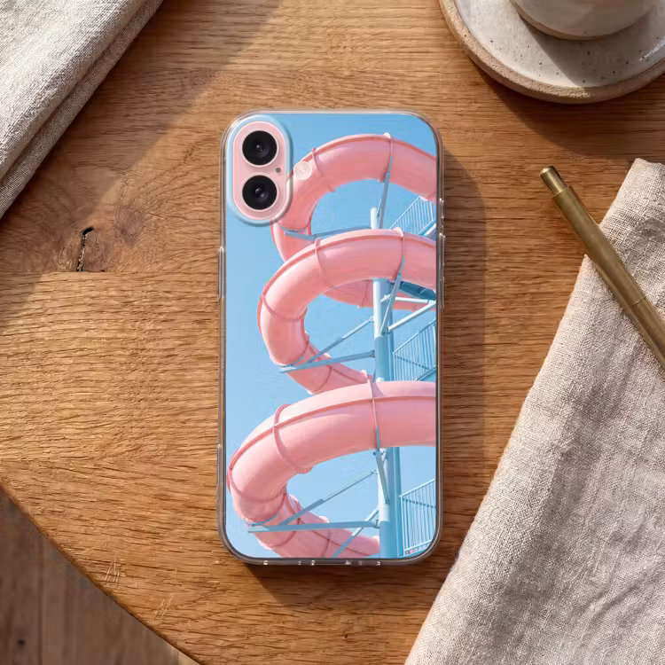 Telefoonhoesje - Glijbaan - Waterpark - Spiraal - Modern - Roze — 2