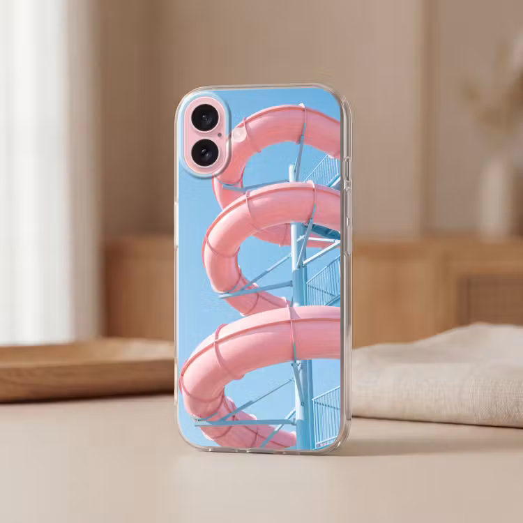 Telefoonhoesje - Glijbaan - Waterpark - Spiraal - Modern - Roze — 3