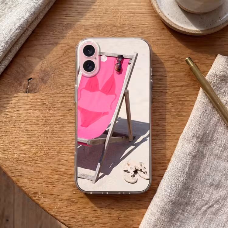 Telefoonhoesje - Strand - Ligstoel - Badkleding - Zomer - Roze — 2