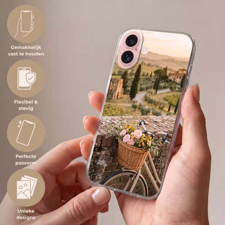 Telefoonhoesje - Fiets - Bloemen - Toscane - Landschap - Roze — 4