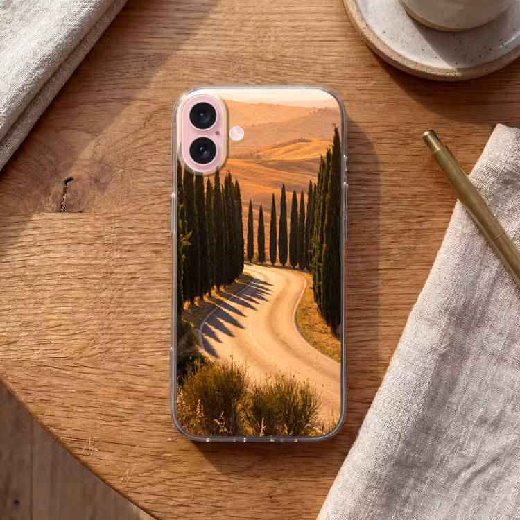 Telefoonhoesje - Landschap - Weg - Bomen - Natuur - Goud — 2