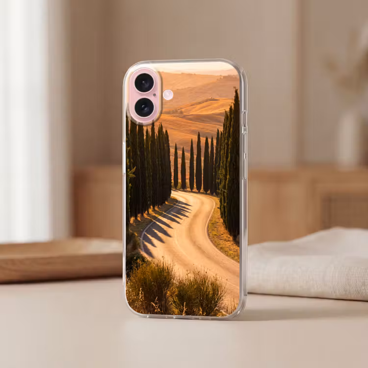 Telefoonhoesje - Landschap - Weg - Bomen - Natuur - Goud — 3