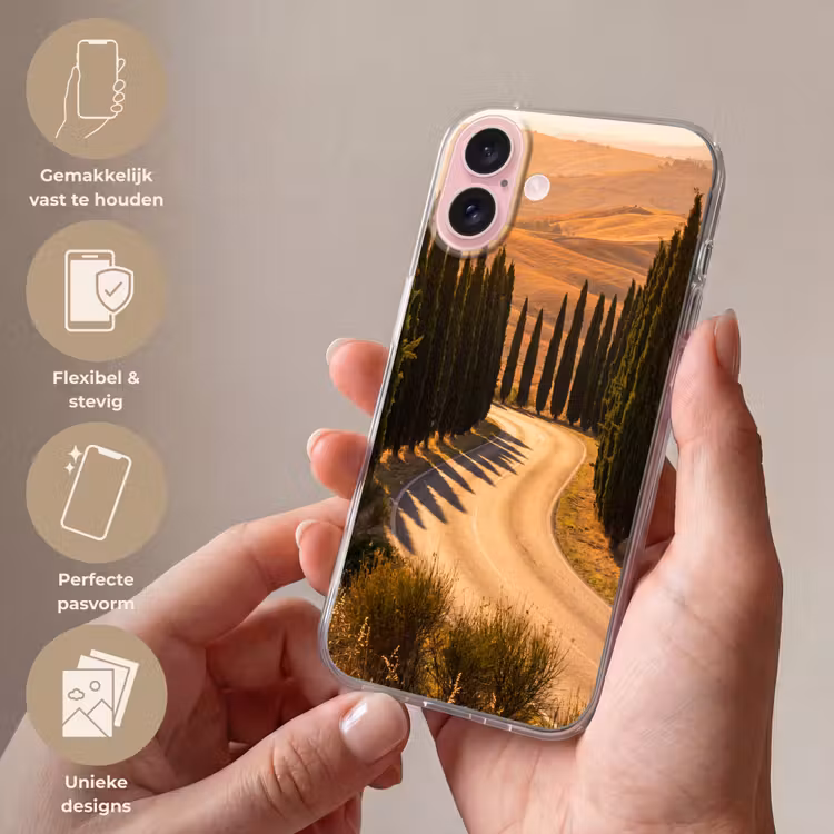 Telefoonhoesje - Landschap - Weg - Bomen - Natuur - Goud — 4