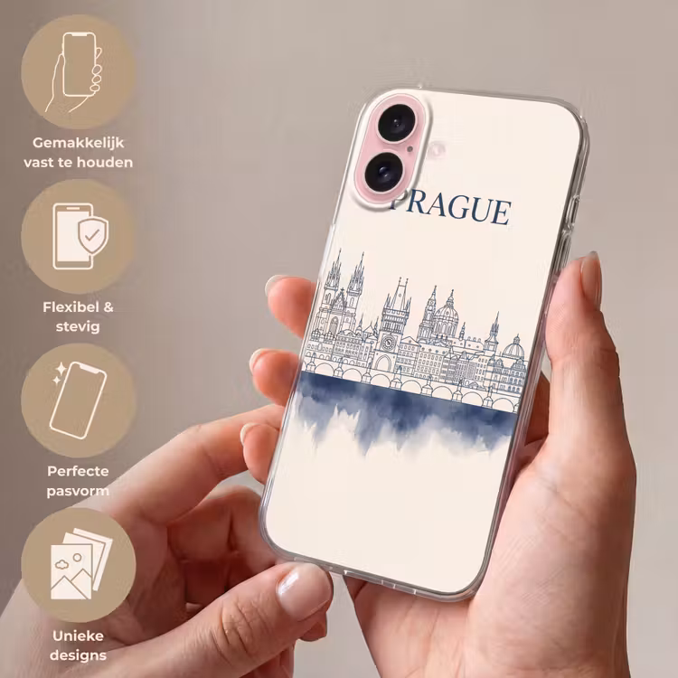 Telefoonhoesje - Praag - Skyline - Architectuur - Blauw — 4