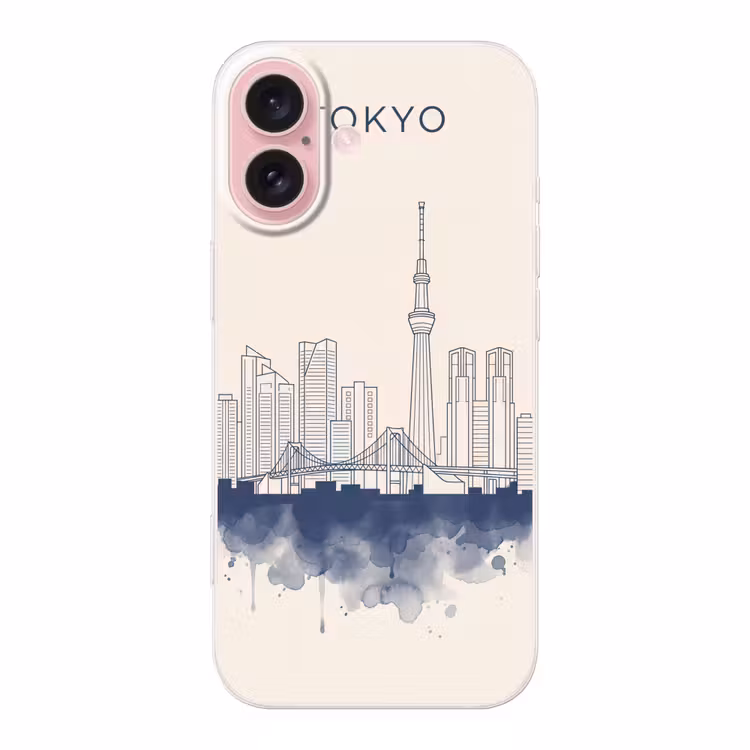 Telefoonhoesje - Tokyo - Skyline - Stad - Abstract - Blauw — 1
