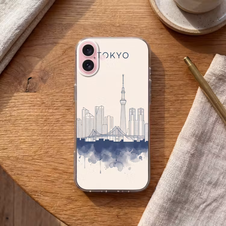 Telefoonhoesje - Tokyo - Skyline - Stad - Abstract - Blauw — 2