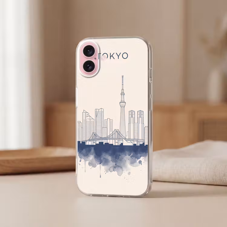 Telefoonhoesje - Tokyo - Skyline - Stad - Abstract - Blauw — 3
