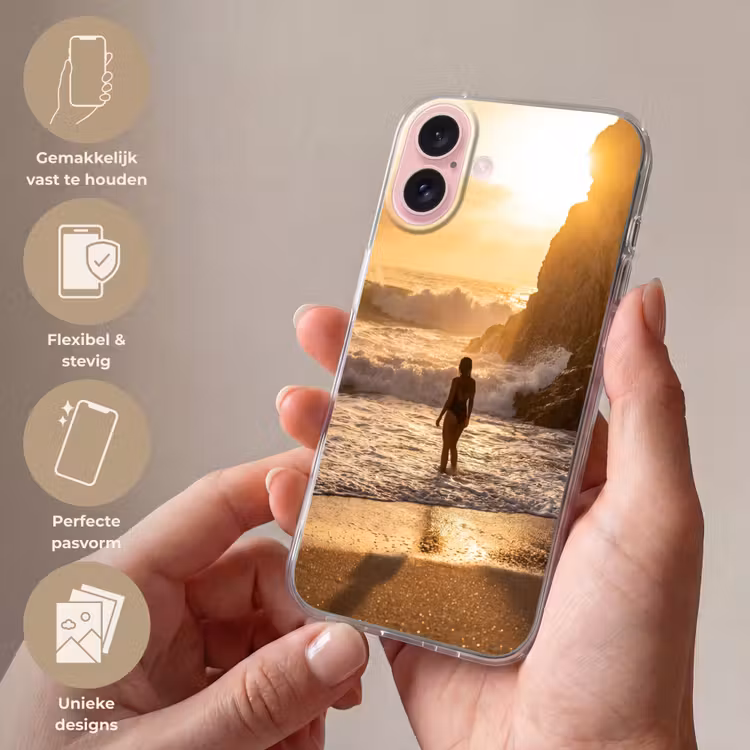 Telefoonhoesje - Mensen - Oceaan - Zonsondergang - Kust - Goud — 4