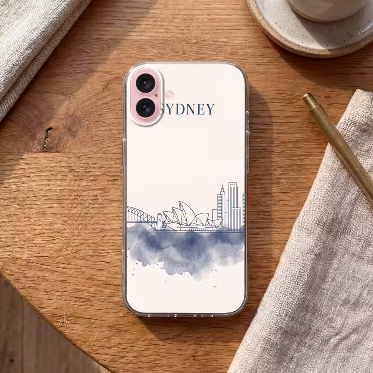 Telefoonhoesje - Stad - Skyline - Architectuur - Minimalistisch - Blauw — 2