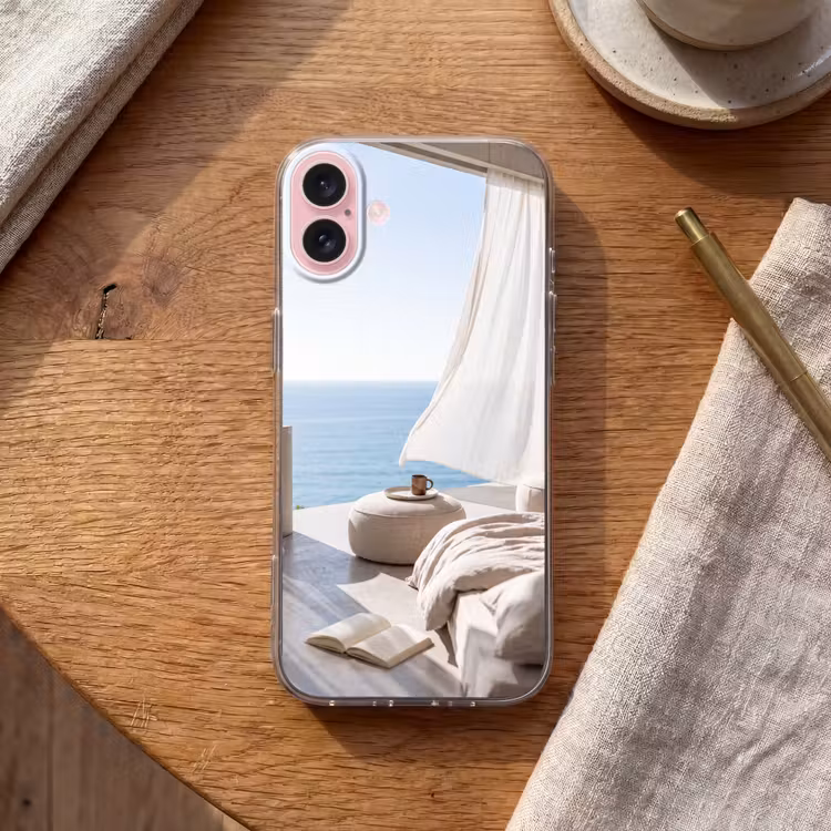 Telefoonhoesje - Interieur - Zeezicht - Modern - Rust - Beige — 2