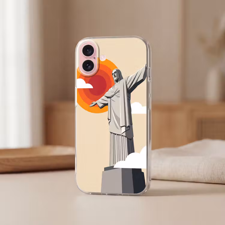 Telefoonhoesje - Monument - Stad - Zonsondergang - Minimalistisch - Oranje — 3