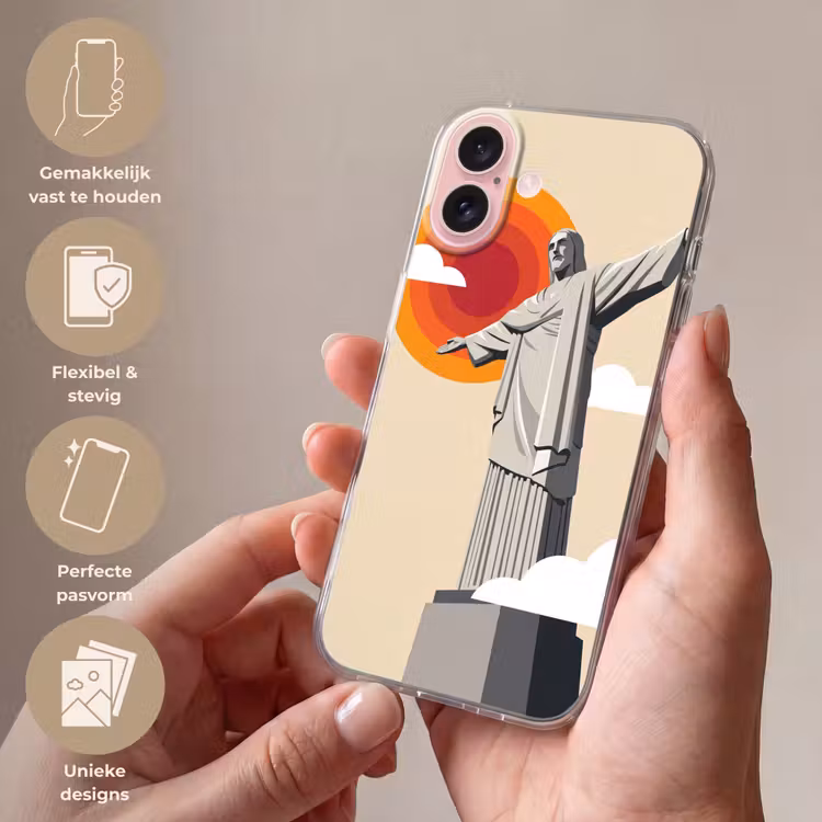 Telefoonhoesje - Monument - Stad - Zonsondergang - Minimalistisch - Oranje — 4