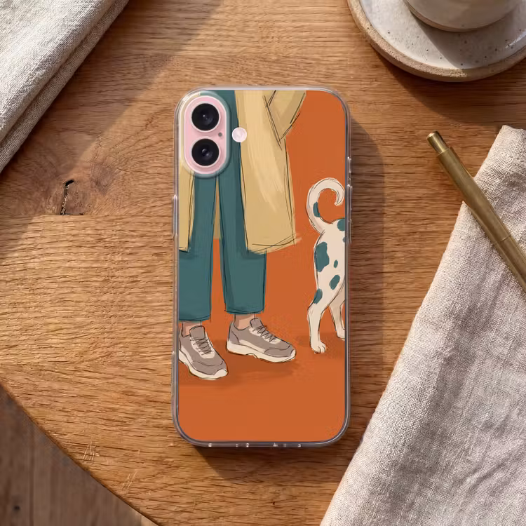 Telefoonhoesje - Persoon - Hond - Dieren - Illustratie - Modern — 2