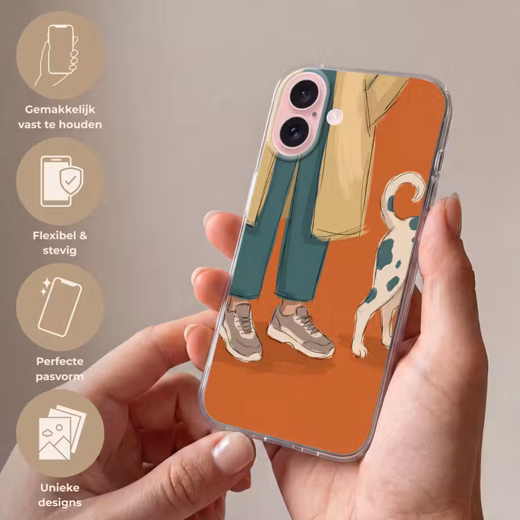 Telefoonhoesje - Persoon - Hond - Dieren - Illustratie - Modern — 4