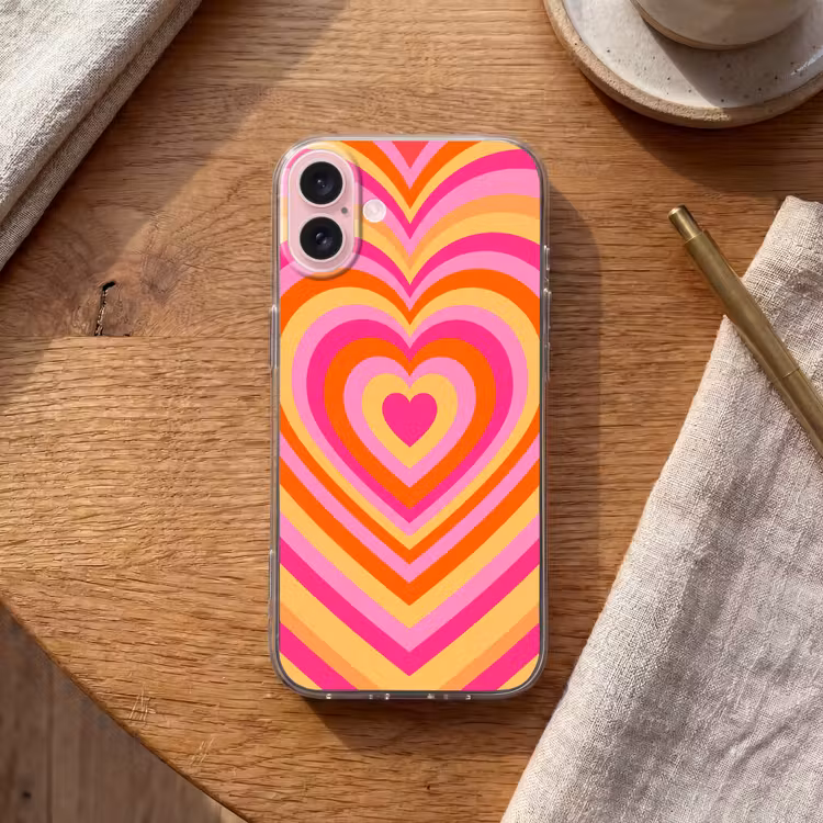 Telefoonhoesje - Hart - Concentrisch - Abstract - Liefde - Kleurrijk — 2