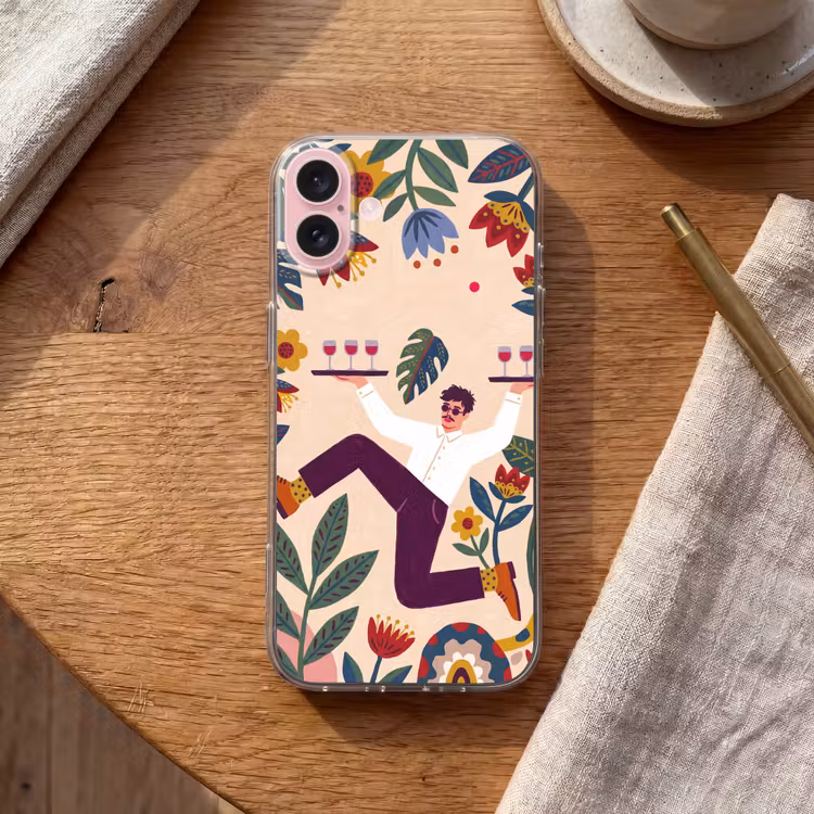 Telefoonhoesje - Mensen - Dienblad - Eten - Modern - Kleurrijk — 2