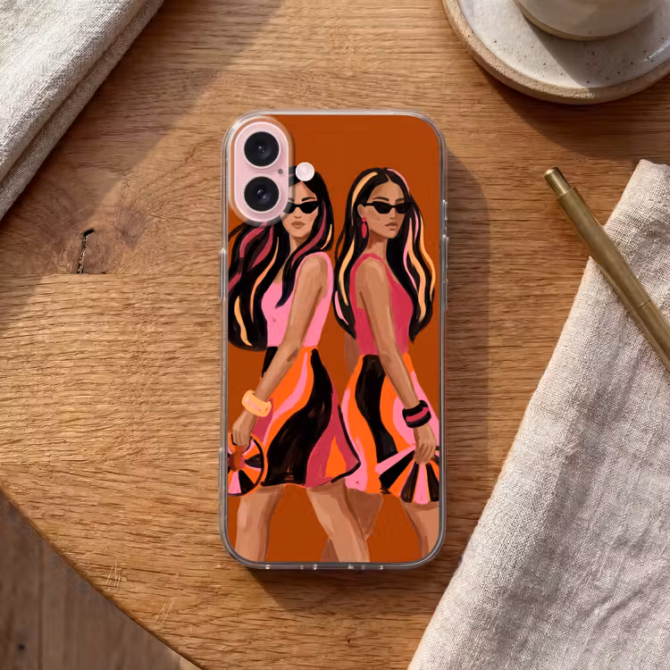 Telefoonhoesje - Mensen - Duo - Mode - Illustratie - Kleurrijk — 2