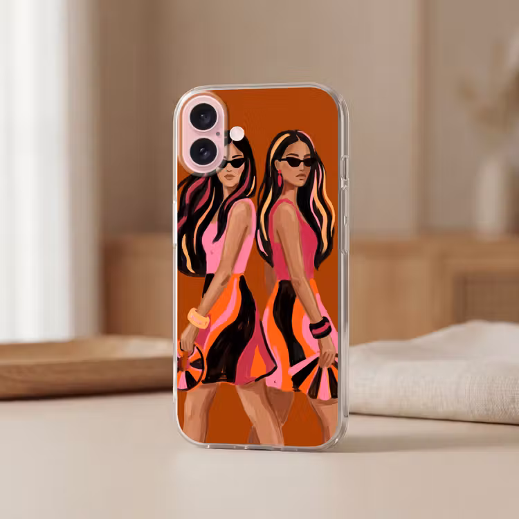 Telefoonhoesje - Mensen - Duo - Mode - Illustratie - Kleurrijk — 3