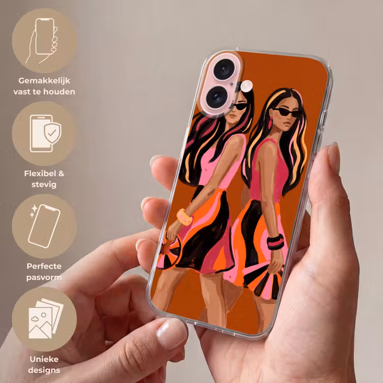 Telefoonhoesje - Mensen - Duo - Mode - Illustratie - Kleurrijk — 4