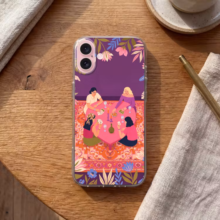 Telefoonhoesje - Mensen - Kaartspel - Interieur - Modern - Kleurrijk — 2