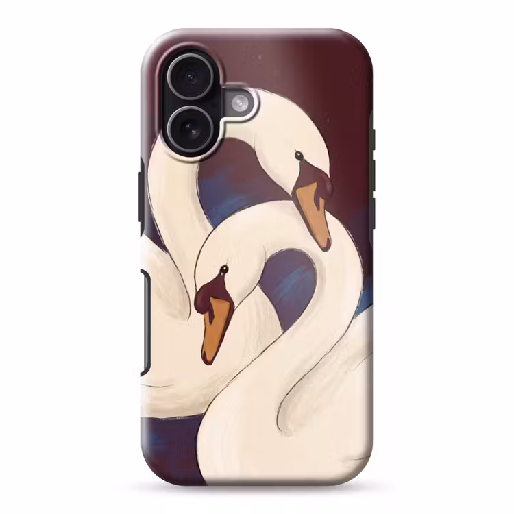 Telefoonhoesje Toughcase - Vogel - Koppel - Liefde - Abstract - Wit — 1