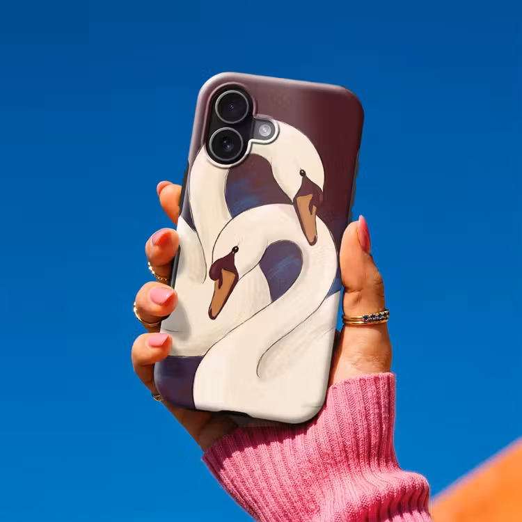 Telefoonhoesje Toughcase - Vogel - Koppel - Liefde - Abstract - Wit — 2
