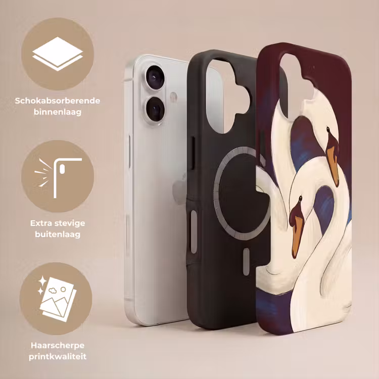 Telefoonhoesje Toughcase - Vogel - Koppel - Liefde - Abstract - Wit — 3