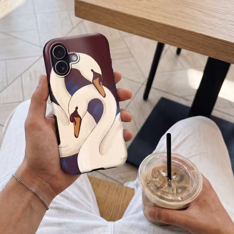 Telefoonhoesje Toughcase - Vogel - Koppel - Liefde - Abstract - Wit — 4