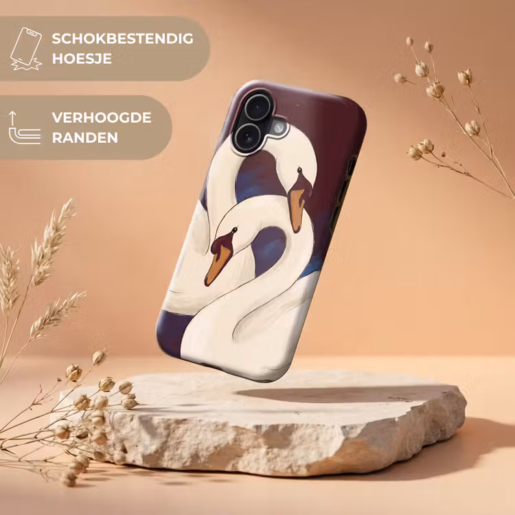 Telefoonhoesje Toughcase - Vogel - Koppel - Liefde - Abstract - Wit — 5