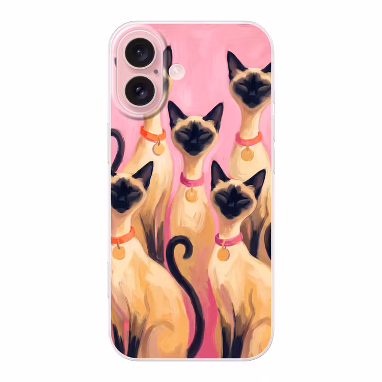 Telefoonhoesje - Kat - Groep - Dieren - Modern - Roze — 1