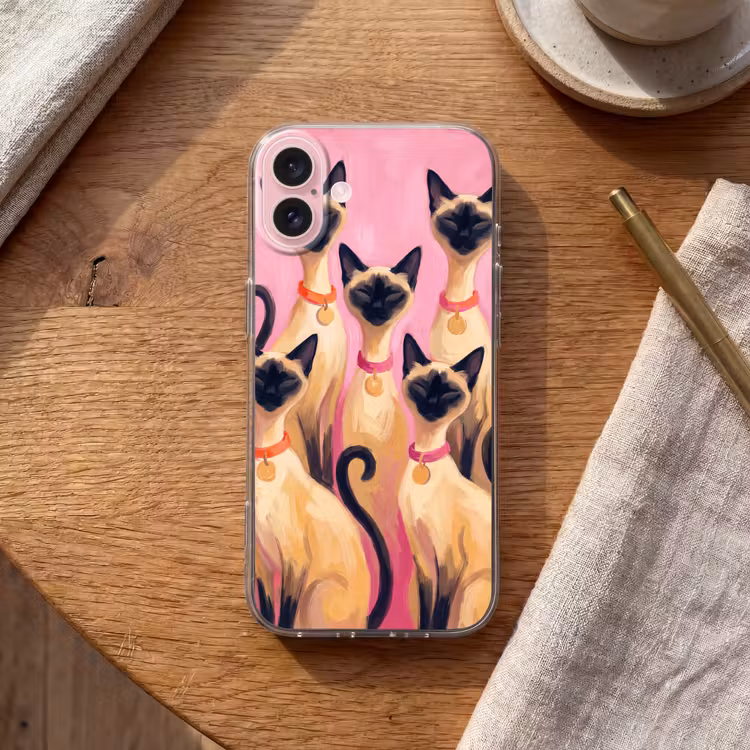 Telefoonhoesje - Kat - Groep - Dieren - Modern - Roze — 2