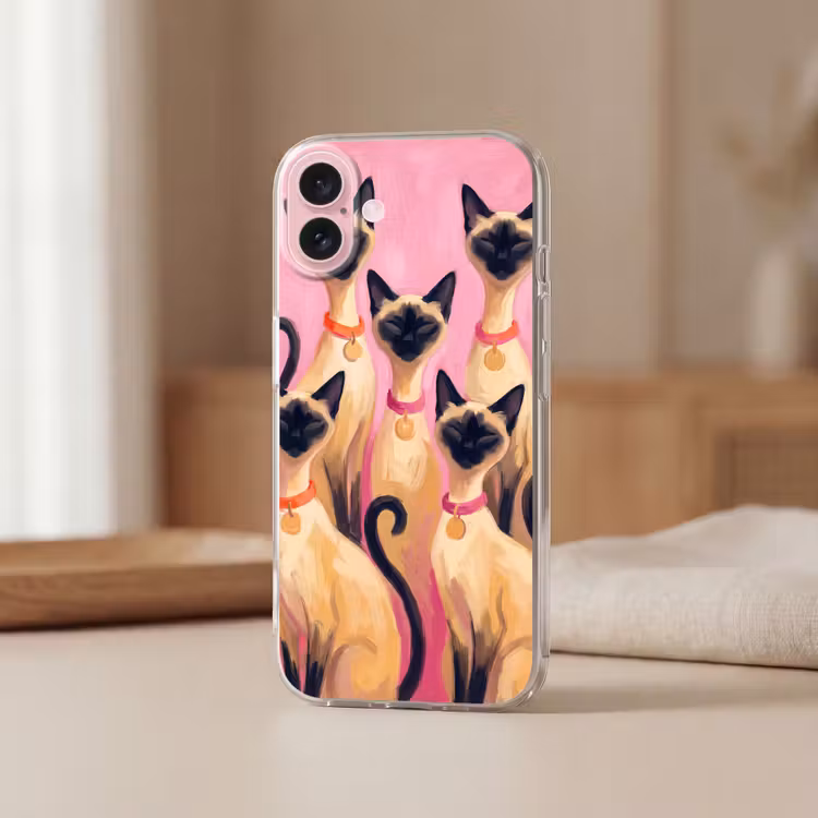 Telefoonhoesje - Kat - Groep - Dieren - Modern - Roze — 3