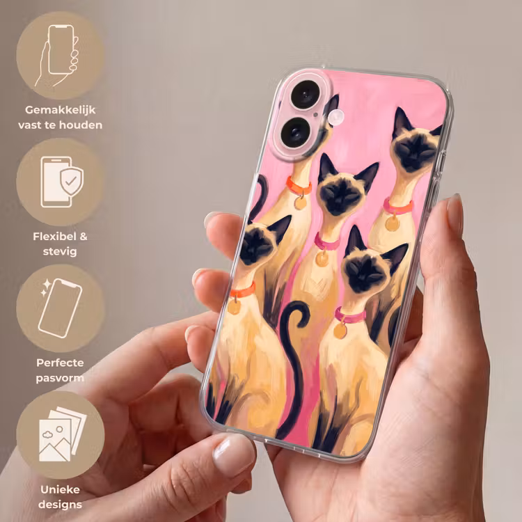 Telefoonhoesje - Kat - Groep - Dieren - Modern - Roze — 4