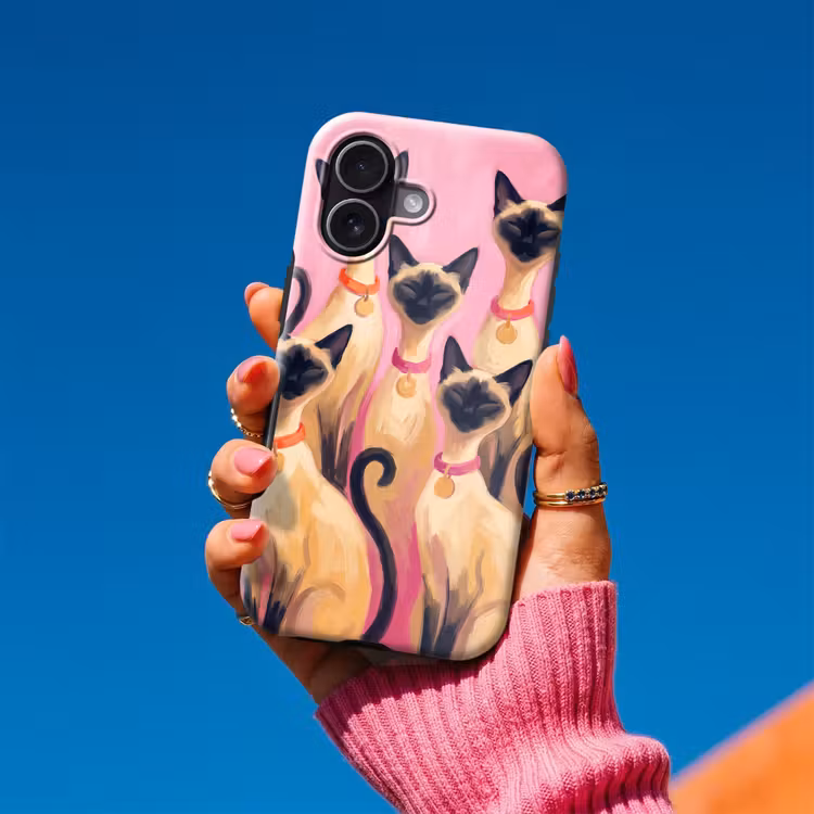 Telefoonhoesje Toughcase - Kat - Groep - Dieren - Modern - Roze — 2