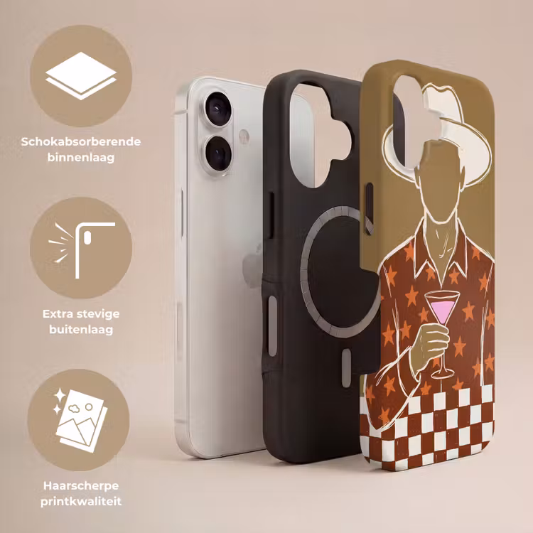 Telefoonhoesje Toughcase - Mensen - Hoed - Cocktail - Abstract - Modern — 3