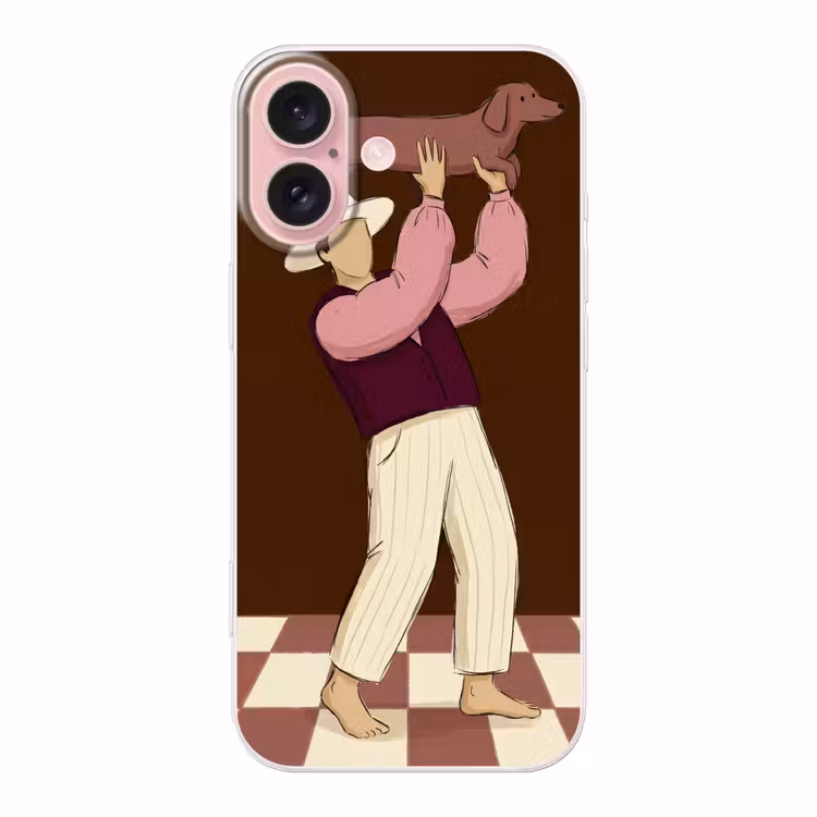 Telefoonhoesje - Mens - Hond - Dieren - Abstract - Roze — 1