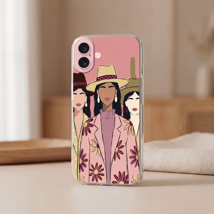 Telefoonhoesje - Mensen - Hoeden - Abstract - Roze - Portret — 3