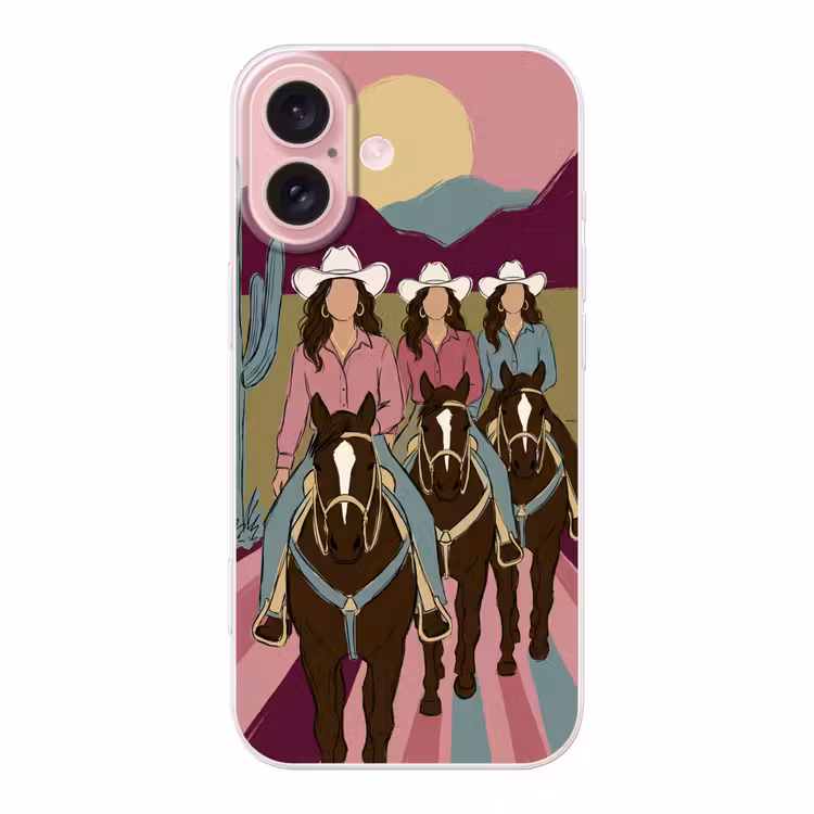 Telefoonhoesje - Mensen - Paard - Woestijn - Abstract - Roze — 1