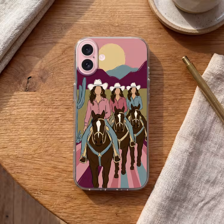 Telefoonhoesje - Mensen - Paard - Woestijn - Abstract - Roze — 2