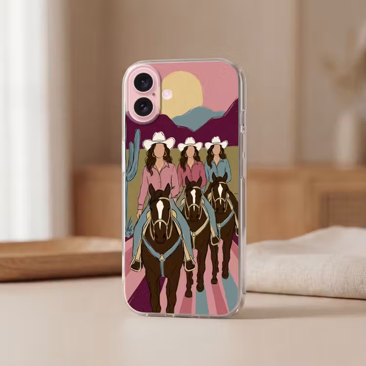 Telefoonhoesje - Mensen - Paard - Woestijn - Abstract - Roze — 3
