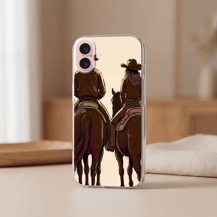 Telefoonhoesje - Mensen - Ruiters - Western - Illustratie - Bruin — 3