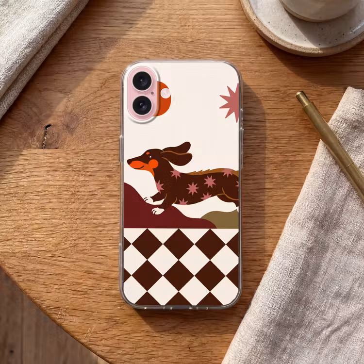 Telefoonhoesje - Hond - Abstract - Dieren - Modern - Bruin — 2