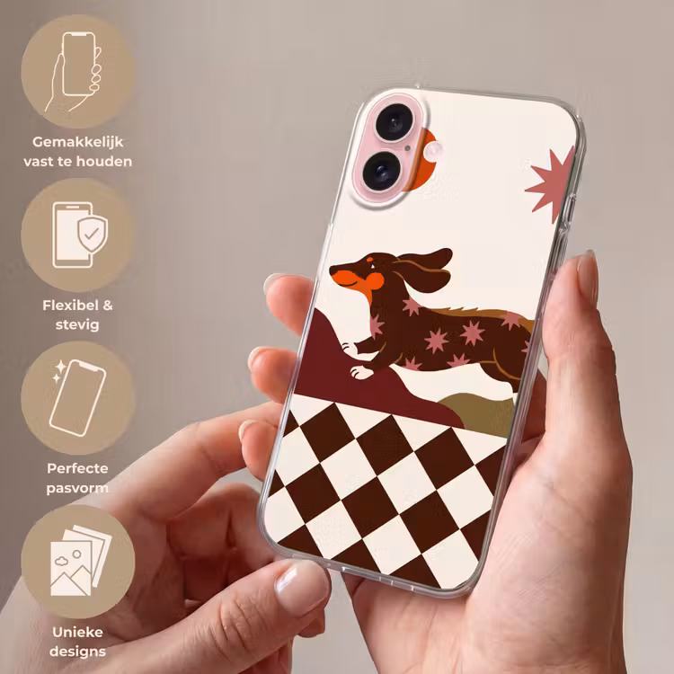Telefoonhoesje - Hond - Abstract - Dieren - Modern - Bruin — 4