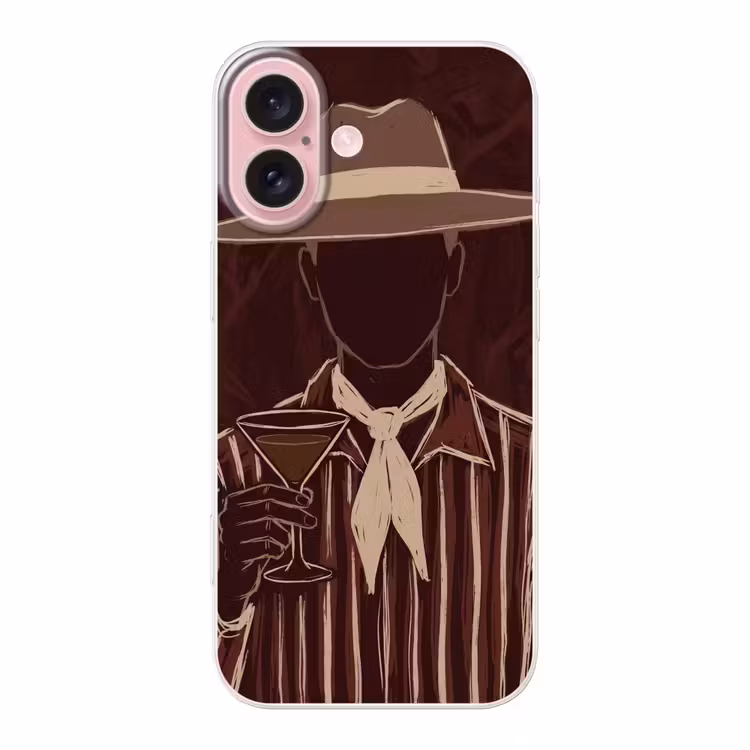 Telefoonhoesje - Mens - Hoed - Cocktail - Abstract - Bruin — 1