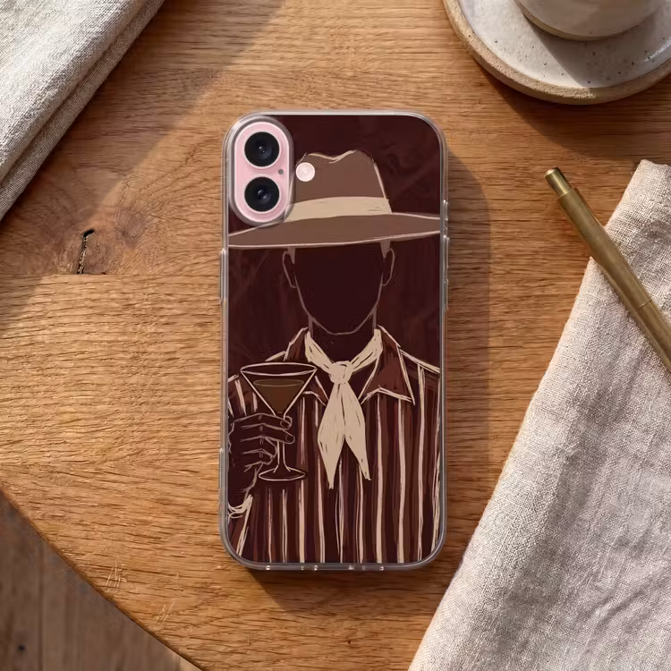 Telefoonhoesje - Mens - Hoed - Cocktail - Abstract - Bruin — 2