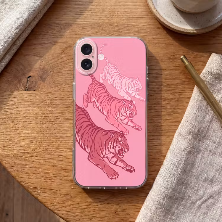 Telefoonhoesje - Kat - Springend - Dieren - Roze - Modern — 2