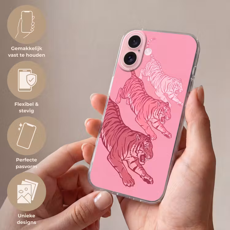 Telefoonhoesje - Kat - Springend - Dieren - Roze - Modern — 4