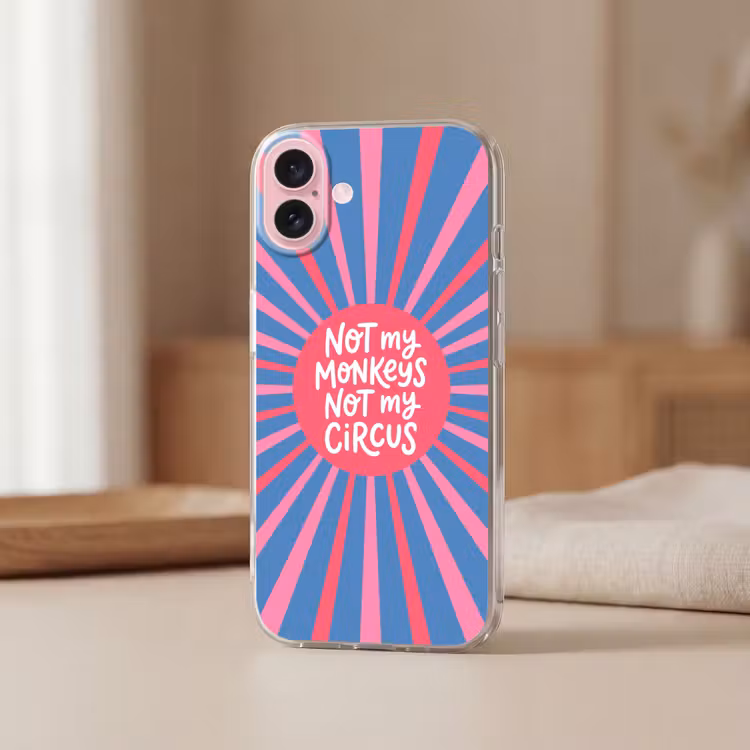 Telefoonhoesje - Spreuk - Grafisch - Abstract - Roze - Blauw — 3