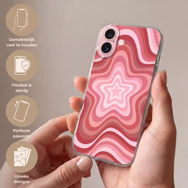 Telefoonhoesje - Ster - Golvend - Abstract - Roze — 4